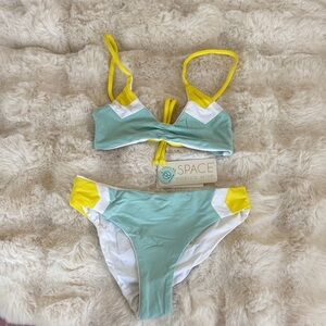 L*Space Aqua and Yellow Bikini Set